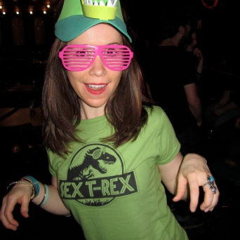 Elizabeth Blue in costume as the Sex T-Rex Superfan